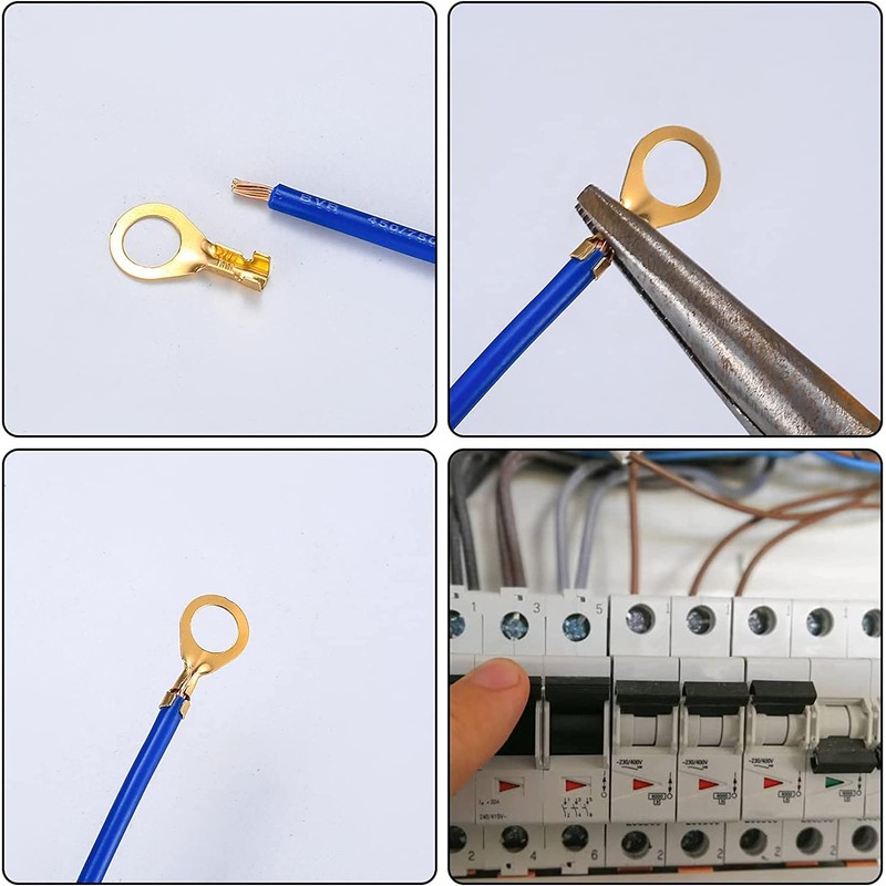 160 Pcs Copper Ring Terminals, M3/M4/M5/M6/M8/M10 Brass Wire Connectors, Open