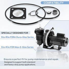 ZEZHIMI O-Ring Rebuild Kit (Pre 1998) with PS-100 Shaft Seal for Sta-Rite P2RA and P2R Dura-Glas Series Max-E-Glas Pump Repair Kit 6, Replacement for GO-KIT6 (7PCS)