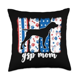 German Shorthaired Pointer 4th Of July Mom Women GSP Dog Mom Throw Pillow