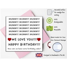 Printperfect - Mummy Birthday Card – MUMMY! MUMMY! MUMMY! WE LOVE YOU! – Birthday Cards For Mummy - From All Children - Daughters or Sons - 150mm x 150mm
