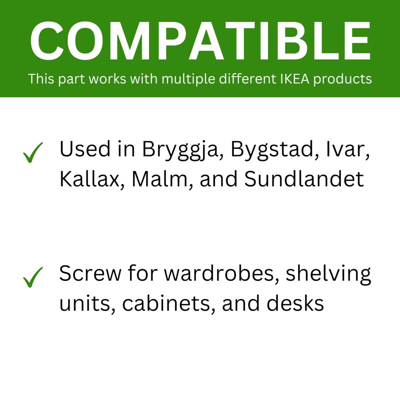 Spare Hardware Parts Wardrobe, Cabinet, Shelf Unit, Desk Screw (Replacement