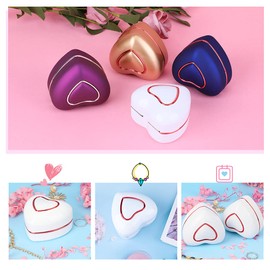 Rolin Roly Pendant Necklace Box with LED Light Heart Shape Box Gift Boxes Made of Velvet Jewellery Necklace Box Gift for Rings Earrings Wedding Lobun (White Heart Pendant Box)