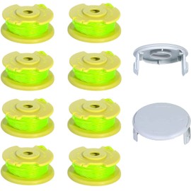 10PCS Line String Trimmer Replacement Spool, Weed Eater Cap Auto Feed Cordless Trimmer String 0.08-inch 11ft Compatible with Ryobi One Plus AC80RL3 18v 24v and 40v, 8 Spools + 2 Cap