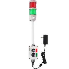 ANDONT 2 Stack Super Bright LED Andon Tower Lights, Red/Green, Off-ON, 6 ft Industrial Adapter, IP65, 2.36" Diameter 15.6" Length, Plug Play Ready