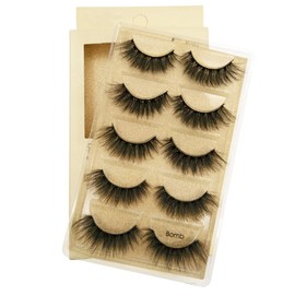 VwyuEgg False Eyelashes, 3D Mink Hair Eyelashes, 5 Pairs, 5 Style, Pure Handmade with Natural Black with Invisible Band, Reusable (Bomb)