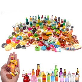 50 Pcs Mini Food tiny toys, Food Accessories, Miniature Food, Miniature Dolls House Food Accessories, Food Drink Bottles Pretend Play Kitchen Game Party Toys(Random)