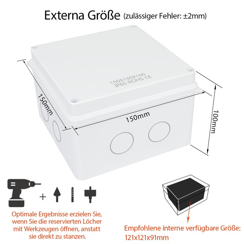 LeMotech Junction Box with Reserved Holes ABS Plastic Electrical Box