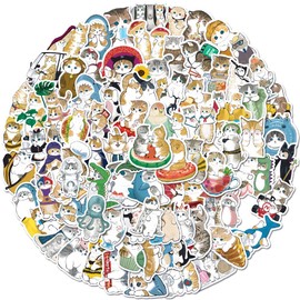 100Pcs Ink Cat Stickers, Adorable Feline Waterproof Decals for Bottles, Motorcycles, Cars, Skateboards, Laptops, Hydro Flasks, Refrigerators, Luggage - Aesthetic Animal Stickers for Girls, Kids, Teens