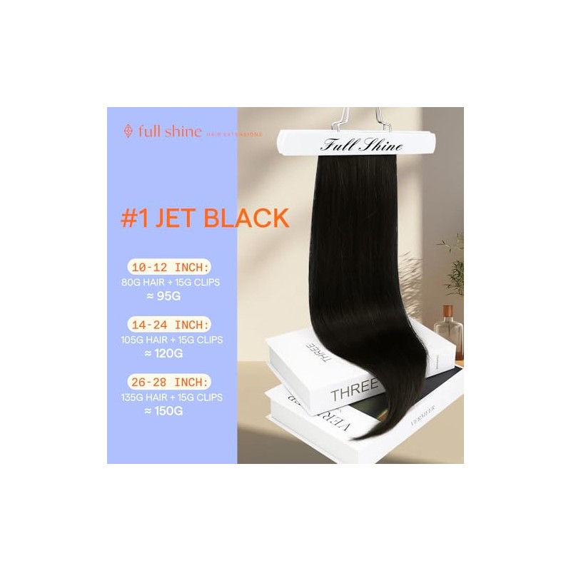 Full Shine Extensiones de Cabello con Clip Rubio y Negro
