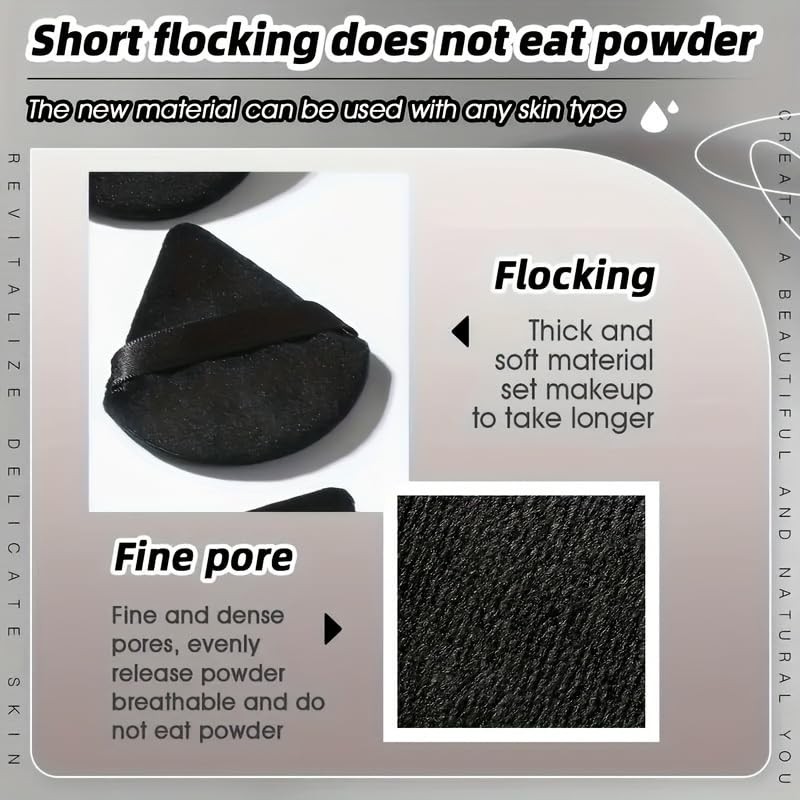 Velvety Triangle Powder Puff Set - Unscented, Suitable for Combination