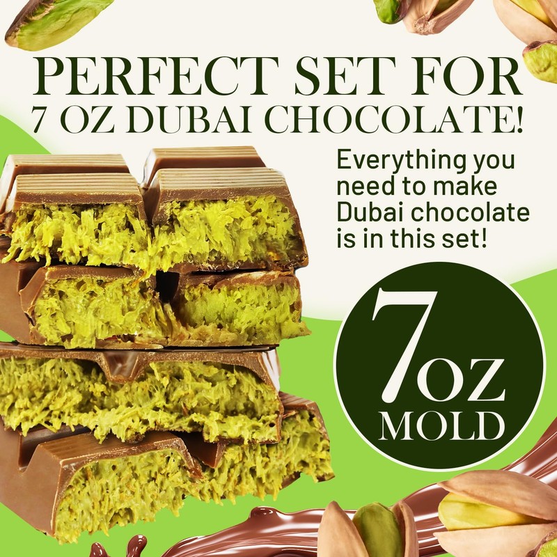 Dubai Chocolate Bar DIY Kit – Includes Mold, 12.3 oz