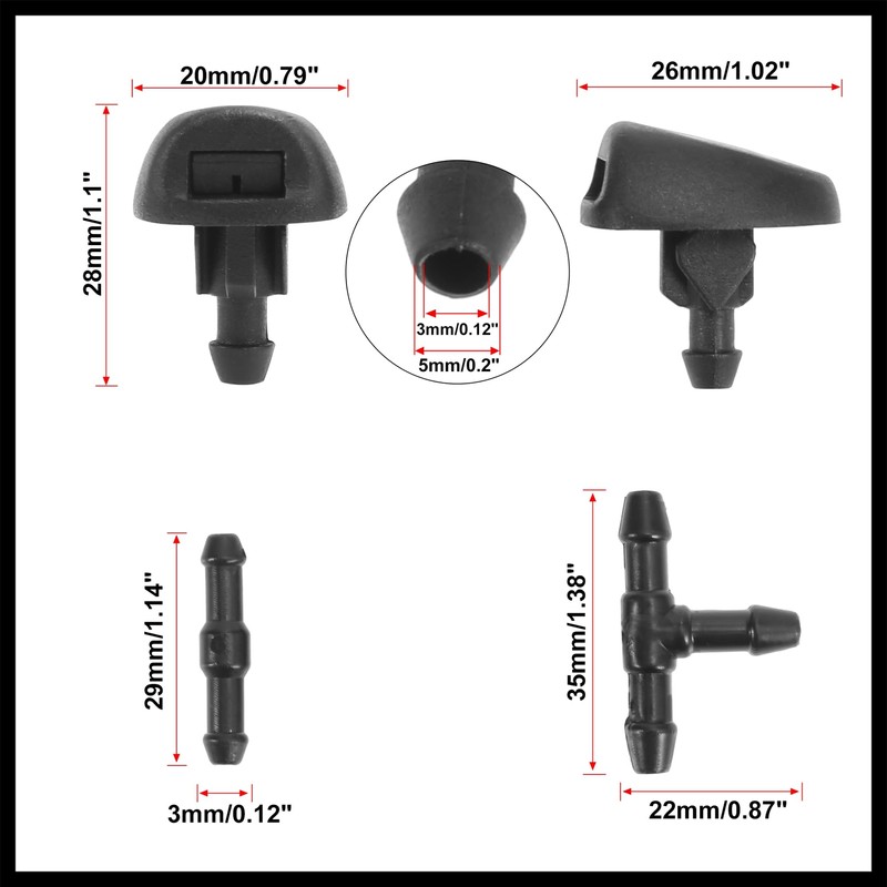 Hihaha 7pcs Front Windshield Washer Nozzles for Citroen C3 for