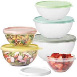 Food Storage Containers with Lids – 6Pcs Mixing Bowls with Lids Set – Leakproof Easy Pull Airtight Food Container Bowl Set for Meal Prep, On The Go, Baking – Non-BPA Microwave Safe Plastic