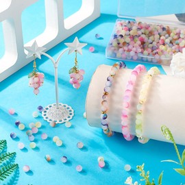 FASHEWELRY 540 Pcs 6 mm Glass Beads for Jewelry Making Crystal Crackle Beads with Glitter Powder Round Bracelet Making kit Assorted Glass Beads for Bracelets Earrings Necklaces Making DIY Crafts