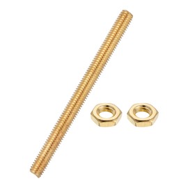 uxcell Brass Fully Threaded Rod, M8x1.25mm Pitch Right Hand Threads Studs with Solid Brass Hex Nuts, 100mm/4 Long Threaded Screw Rods Fasteners for Anchors Bolts Hangers Clamps