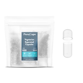 PureCaps USA - Empty Vegetarian Vegan Pill Capsules Size 000 | 500 Separated Pills| Clear| Non-GMO Certified | SLS, Gluten, Preservative Free