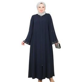 Abaya for Muslim Women | Zipper and Oversized Long Sleeve Dress Islamic Kaftan Maxi Size | Hijab Arabic Robe Prayer Clothing