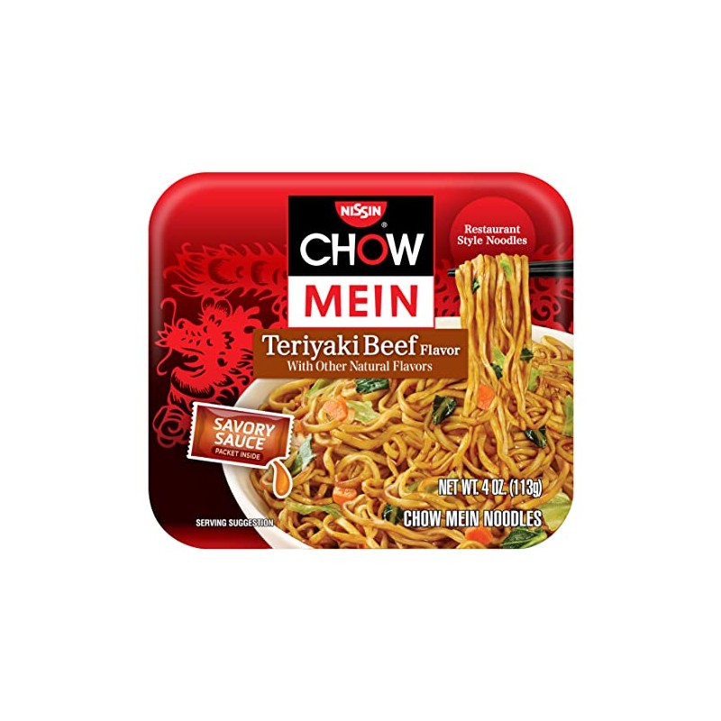 Nissin Chow Mein, Teriyaki Beef Flavor, 4 ounce (pack of