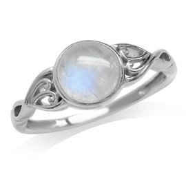 Silvershake 7mm Natural Moonstone 925 Sterling Silver Victorian Style Solitaire Ring Size 8