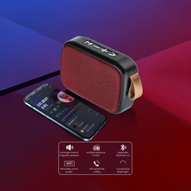 Zunate Bluetooth Speaker, Bluetooth 4.2 Portable Card USB Small Speaker Stereo Music Player Support FM Radio, Support Bluetooth/AUX Playback (Red)