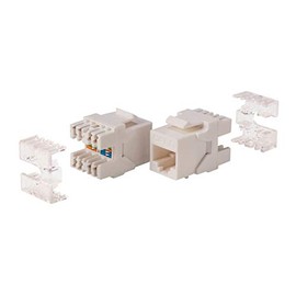 Monoprice Cat6 RJ45 Keystone - 180-Degree, Dual IDC, for 22-24AWG Solid Wire, UL Listed, 8P8C, White