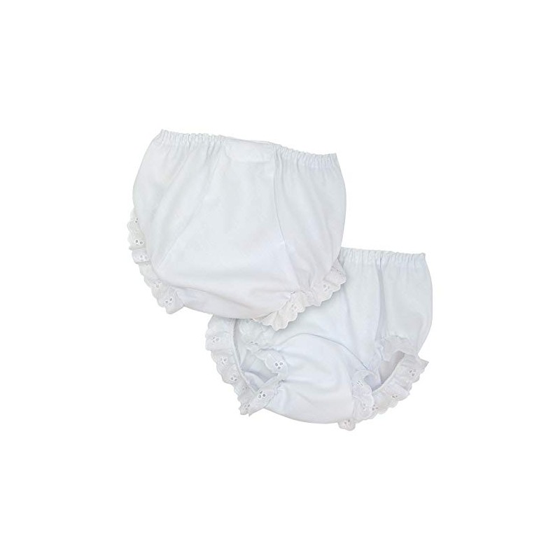 I.C. Collections Baby Girls White Double Seat Diaper Cover Bloomers,