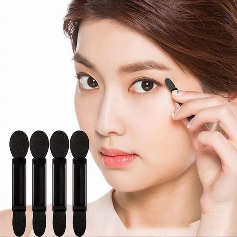 YFFSFDC 100pcs Black Eyeshadow Brush Double Sponge Tip Disposable Makeup