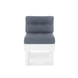 White Solid Wood Patio Footstool With Cushion Contemporary Outdoor Furniture AccessoryColor: White1