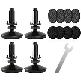 Tahikem 4 Set Adjustable Levelling Feet, M10 Height Adjuster Furniture Levellers Foot with T Nut Bolt, Table Leg Extenders, Screw In Cabinet Bed Table Chair Self Levelers Legs 2" Base 2" Thread Black