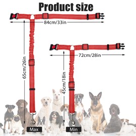 Adjustable Seat Belt Dog Car Headrest, Safety Harness Dog, Dog Seat Belt, Dog Seat Belt with Elastic for Small Dogs, Medium Puppies, Red (Red)