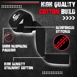 SAWANS Lifting Straps Weight Lifting Wrist Support Fitness Padded Gym Heavy Duty Anti Slip Hand Bar Grips Neoprene Bodybuilding Dumbbell Power Deadlift Barbells Workout Strength (Black)