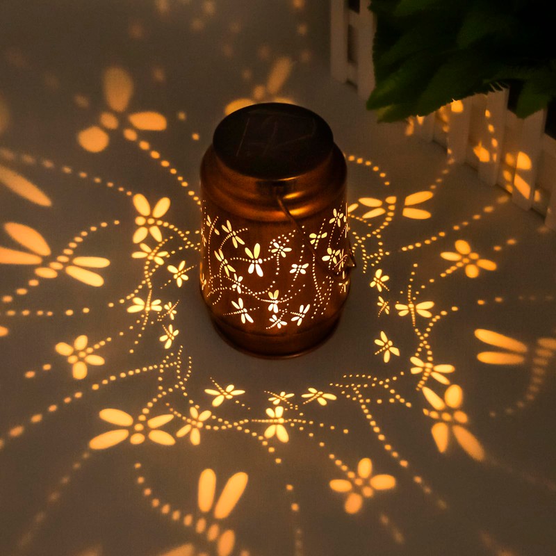 Dragonfly Solar Lantern, Metal Solar Lantern Outdoor Waterproof LED Solar