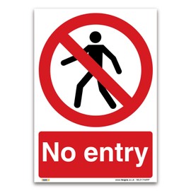 Clear and Bold - No Entry Safety Sign - A4 297 x 210 mm PVC Plastic - Compliant with EU & UK Legislation, BS EN ISO 7010-3-Year Warranty Included