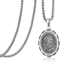 KATHLU Jesus Necklace S925 Sterling Silver Jesus Pendant Christian Coin Medallion Amulet Catholic Religous Jewelry Gift for Men Women