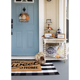 AuldHome Farmhouse Decor Fall Theme Wood Signs (Set of 2); Door Hanger Welcome Harvest Thanksgiving Autumn Seasonal Plaques 8.5 x 5 inches