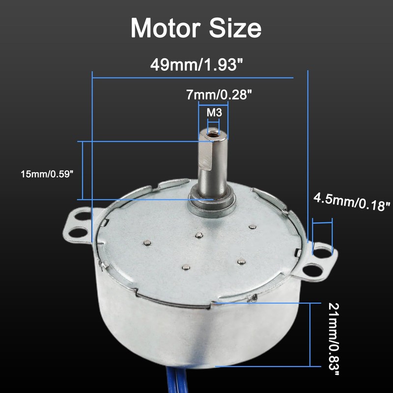 Fielect Synchronous Motor AC 110V 15-18RPM Turntable Motor CW Direction