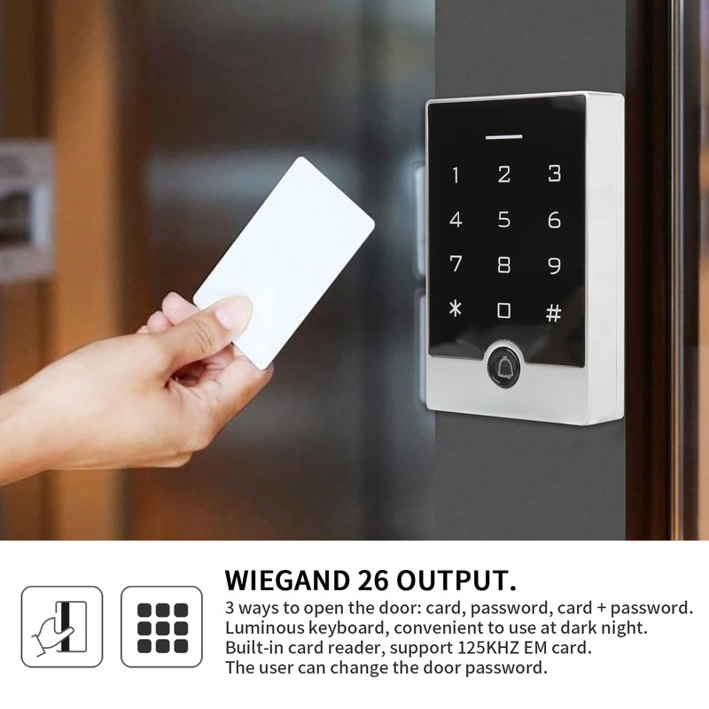 125KHZ RFID Access Controller Password Card Wiegand26 Luminous Keypad Entry