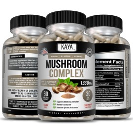 10x Mushroom Complex Supplement, Lions Mane, Reishi, Shiitake, Immune Capsule