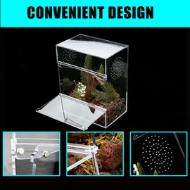 Acrylic Tarantula Enclosure Jumping Spider Enclosure with Front Opening Door 7.8 * 5.3 * 10 Inches Micro Habitat Terrarium for Small Tree Dwelling Reptiles, Spiders & Invertebrates (Enclosure&Feeder)