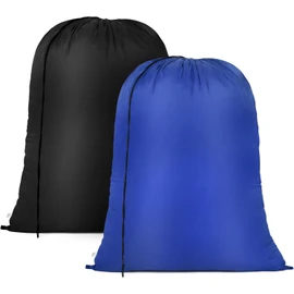 OTraki 24x32 inch Heavy Duty Laundry Bag 2 Pack Drawstring Storage Bags 60x80cm (Blue+Black, 24 x 32 inch)