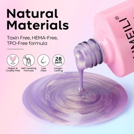 AIMEILI Hema Free Gel Nail Polish Pearl Top Coat, Cruelty Free, Vegan, 2 In 1 Pearlescent Glitter Glossy Shiny No Wipe Gel Top Coat 009