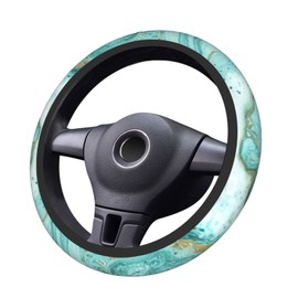 Teal Green Steering Wheel Cover Universal 15 Inch Turquoise Marble Steering Wheel Protector Covers Anti-Slip Neoprene Auto Car Accessories for Women Girls Men