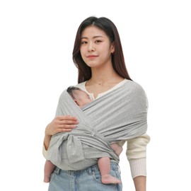 Konny Elastech Baby Carrier, Sling, Newborn to 44.1 lbs, Storage Bag Included, International Safety Certification Obtained, Sound Sleep, Gray, XS