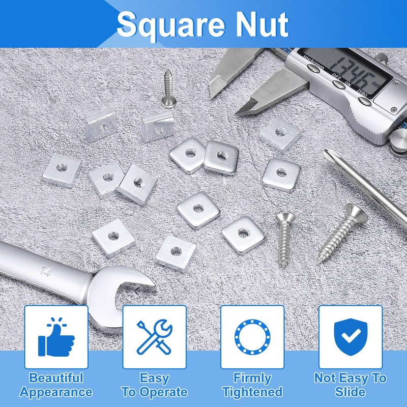 sourcing map 100Pcs M5x15mmx3mm Square Nuts, Carbon Steel Zinc Plated