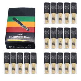 20Pack Bb Clarinet Reeds, Strength 2.5, Traditional Style with Portable Case - Premium Quality Reeds for Bass Clarinet Players