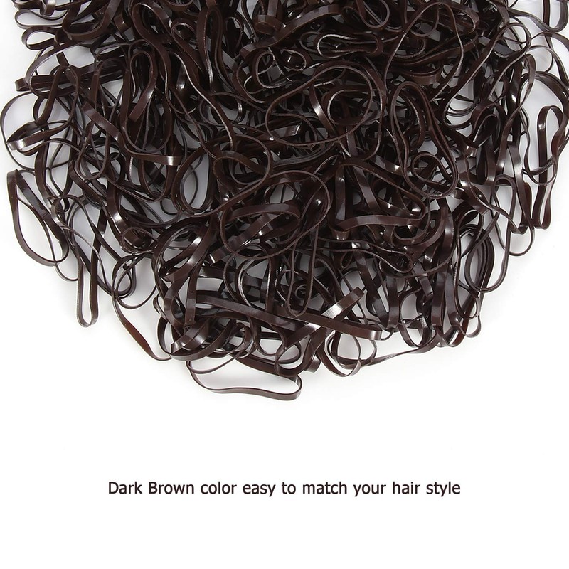 Hoyols Small Hair Elastics Brown, Premium Plastic Girls Hair Ties