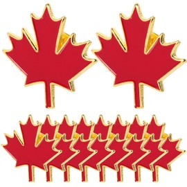 NUOBESTY Pack of 10 Canada Pins Maple Leaf Brooch Canada Canada Country Red Maple Leaf Lapel Pin Maple Leaf Jewellery for Men Women, Iron