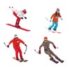 F Fityle 4x 1:64 Skiing Figurine Miniature Skier Model Tiny
