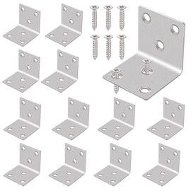 Metal Angle 90 Degrees, Angle Connector 40 x 40 x 40 x 2 mm, Pack of 12 Chair Angles, Stainless Steel Angle with Screws for Cabinet, Table, Chair, Furniture