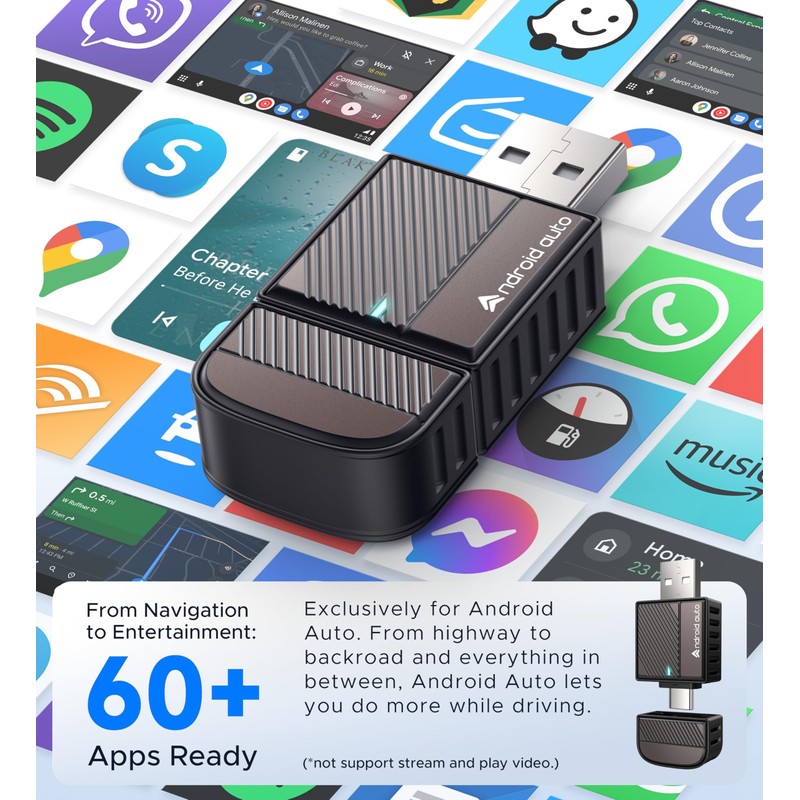 ByteWave Android Auto Wireless Adapter, 2025 NFC Convert Wired to